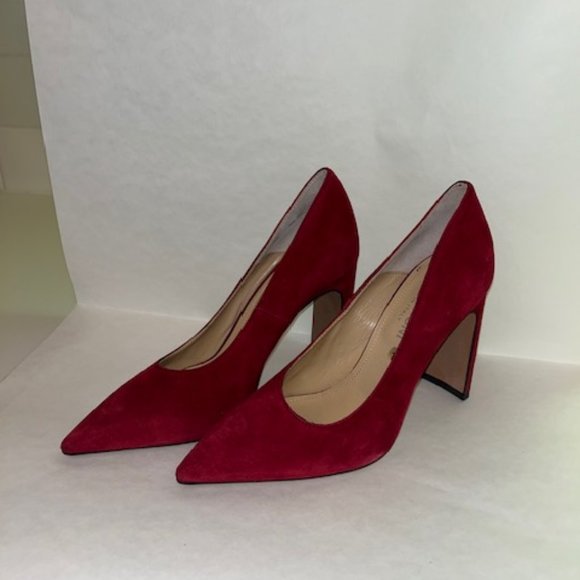 Napoleoni Brand Red Suede Heels Size 7 - Picture 1 of 4